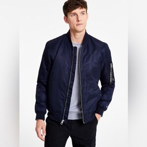 Men's Calvin Klein Navy Classic Nylon Bomber Jacket Size Small